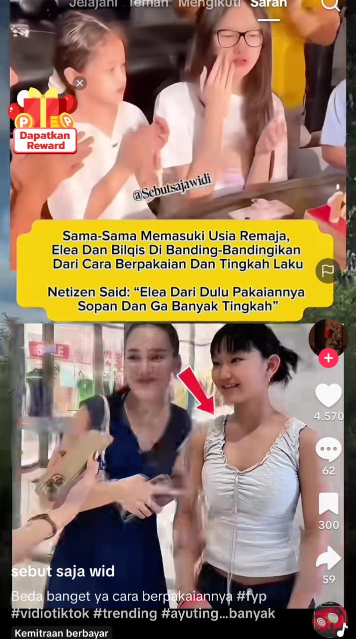 Gaya berpakaian Bilqis dan Eleanor (TikTok)